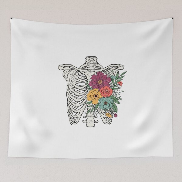 Item preview, Rib Cage Floral Skeleton,skeleton,floral,rib cage,bones,flowers, anatomy,skull,death,halloween,flower,ribcage,gothic,bone,nature,cute,black designed and sold by NAZIMNADIR.