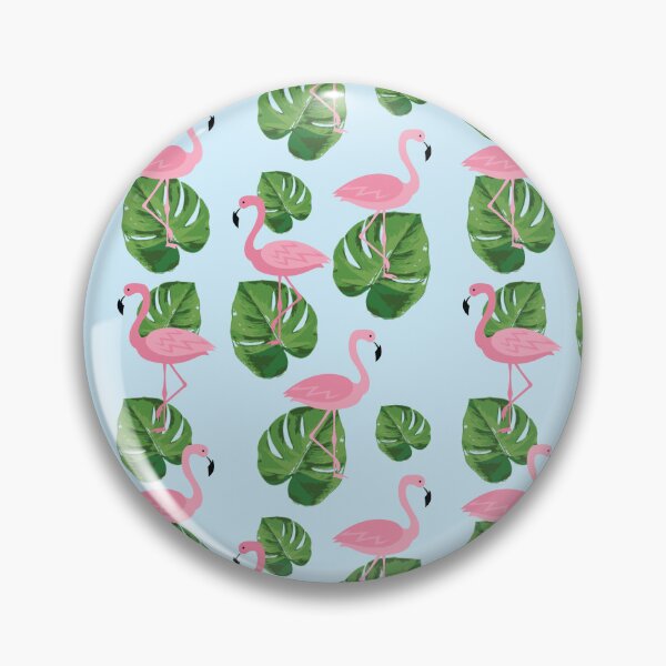 Item preview, Pink flamingo birds pattern tropical leaves with blue background designed and sold by UniqueMw.