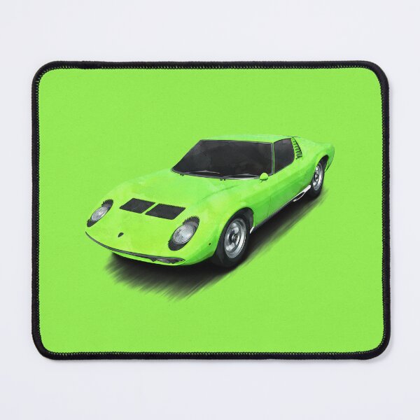 Item preview, Classic 1960s - 1970s Italian Supercar in watercolor aesthetic - Lime green designed and sold by ApexFibers.