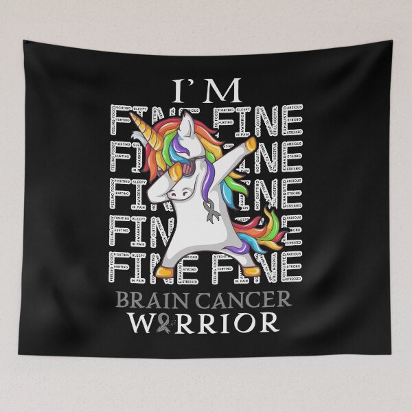 Item preview, Unicorn Brain Cancer Warrior I'm Fine Brain Cancer Awareness designed and sold by Hatjar.