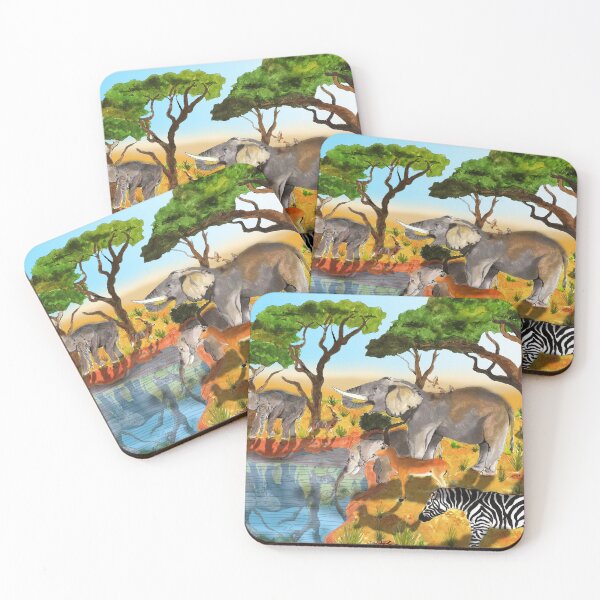 Item preview, African Waterhole Painting designed and sold by Ancient Realms.