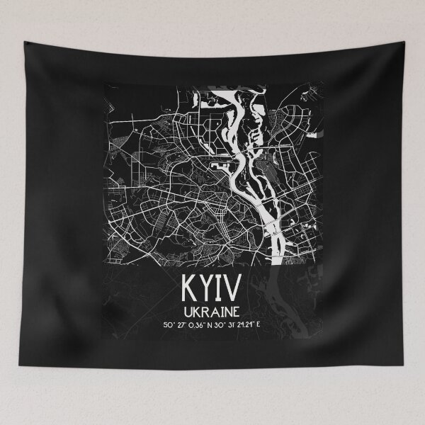 Item preview, KYIV, KIEV UKRAINE CITY MAP MONOCHROME BLACK designed and sold by lukas69graphic.