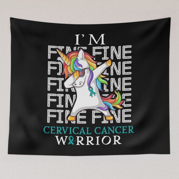 Item preview, Unicorn Cervical Cancer Warrior I'm Fine Cervical Cancer Awareness designed and sold by Hatjar.