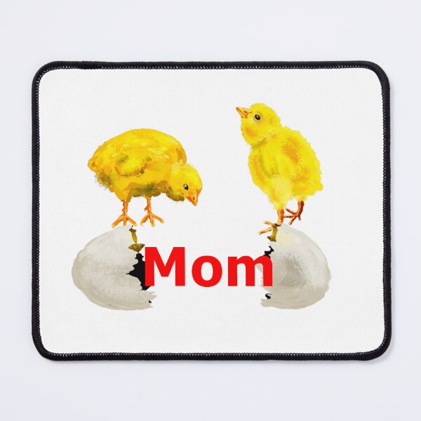 Item preview, Mom text with Two Chicks and Cracked Egg Shell designed and sold by VerdeDoodleDuck.