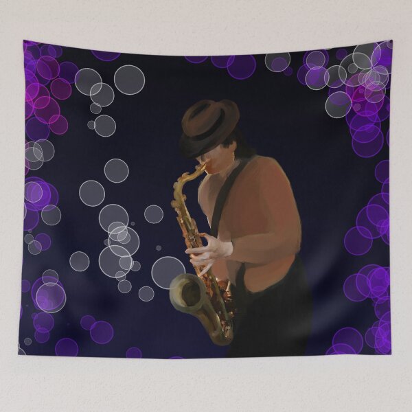Item preview, Abstract saxophonist painting design designed and sold by MystixJack.