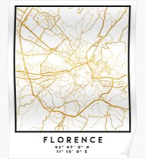 FLORENCE ITALY CITY STREET MAP ART Poster
