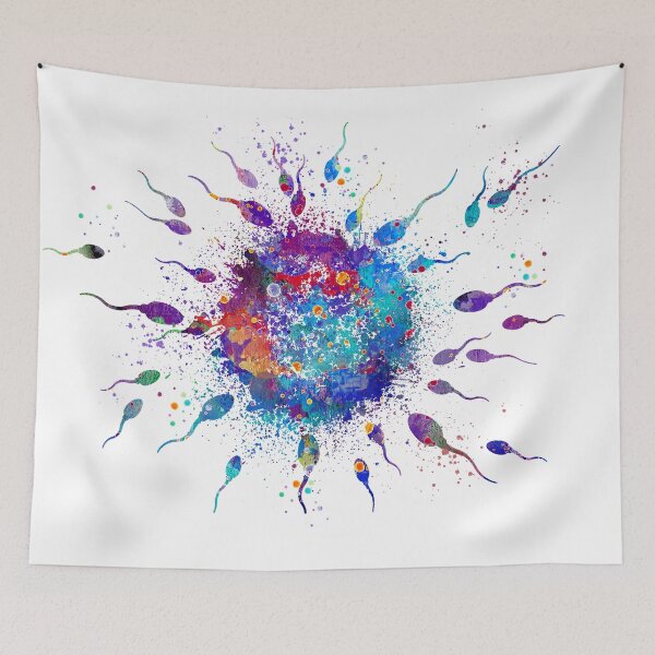 Item preview, Human Fertilization Watercolor Egg and Sperm Watercolor Painting designed and sold by LotusGifts.
