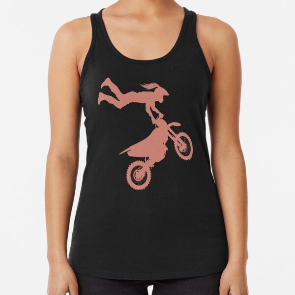 A Vintage Moto Chick - Distressed Graphic Women's Racerback Black Tank Top