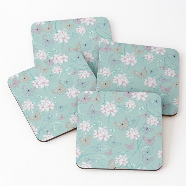 Item preview, Butterflies and Flowers Green designed and sold by ChantalDesign.