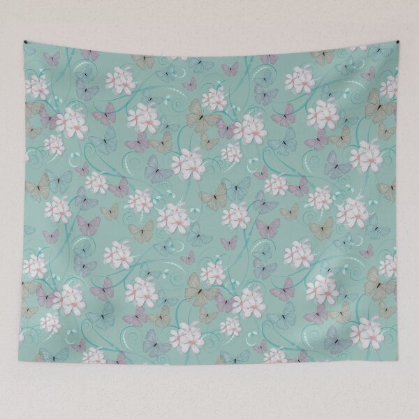 Item preview, Butterflies and Flowers Green designed and sold by ChantalDesign.