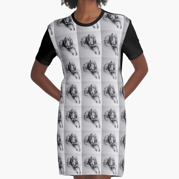 Dog in charcoal by Avril Thomas Graphic T-Shirt Dress