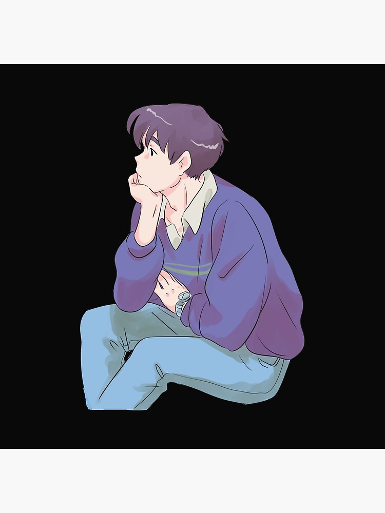 Anime Cute Boy Sitting Thinking Stock Illustration 2332175421 | Shutterstock