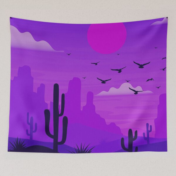 Item preview, Desert Landscape Art Purple pink designed and sold by Tshirtstory.