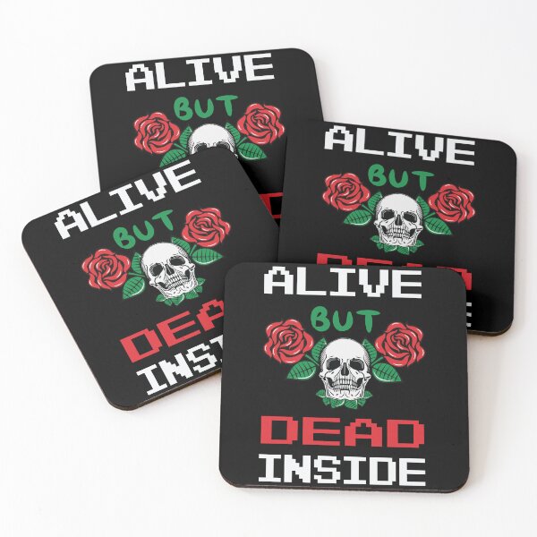 Item preview, Alive but dead inside, sarcastic design, grunge skull designed and sold by Meta-Prints.