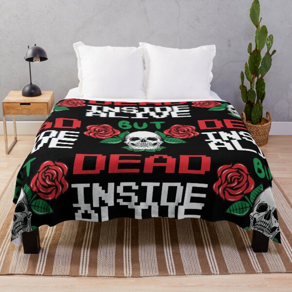 Item preview, Alive but dead inside, sarcastic design, grunge skull designed and sold by Meta-Prints.
