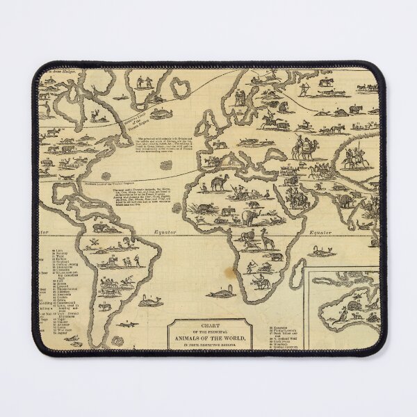 Item preview, Antique world map animals of the world 1837 designed and sold by coolshitba.