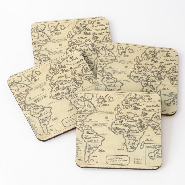 Item preview, Antique world map animals of the world 1837 designed and sold by coolshitba.