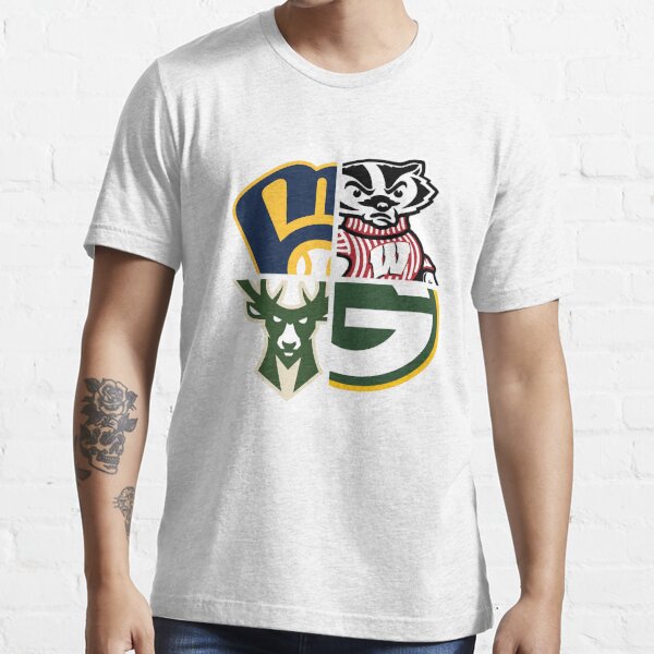 Wisconsin Funny Sport T-Shirt includes Packers Bucks Brewers Badgers  Cheesehead