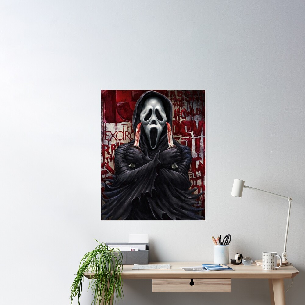 Ghost Face Scream Watercolor Painting Cult Horror Movie Wall 