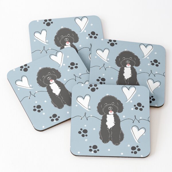 Item preview, LOVE Black White Poochon Bichon Poodle designed and sold by Lulupainting.