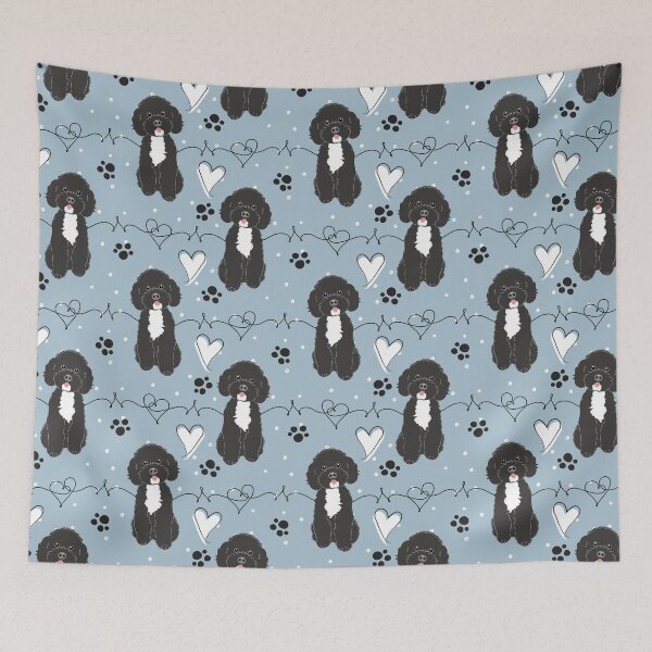 Item preview, LOVE Black White Poochon Bichon Poodle designed and sold by Lulupainting.