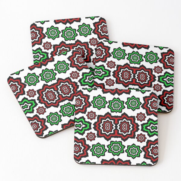 Item preview, Green and red stars pattern, psychedelic designed and sold by Meo Design.
