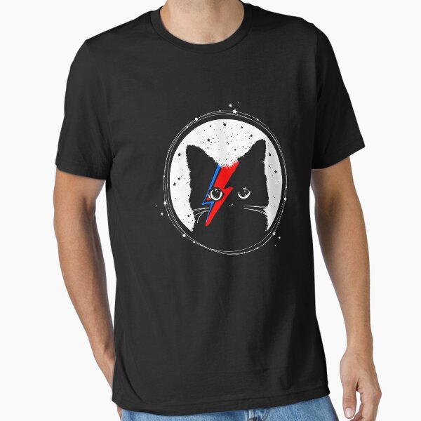 Item preview, Black-Cat-David-Bowie-Starry-Background-Shirt designed and sold by BortzKalona.