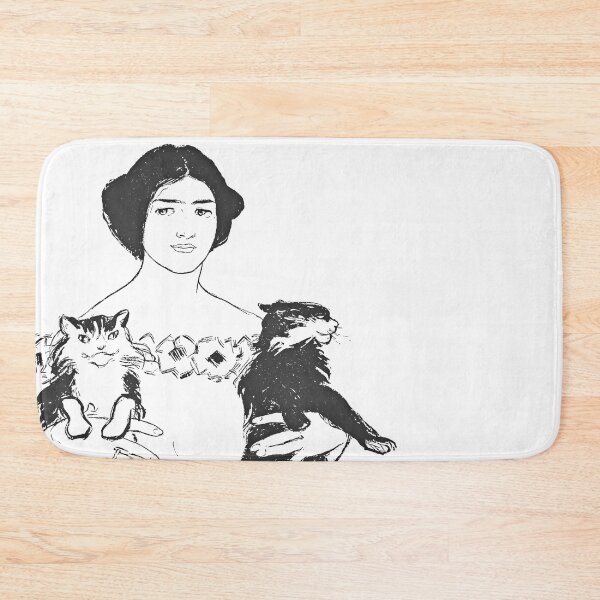 Item preview, Woman Holding Cats By Edward Penfield in Black and White designed and sold by TeachUrb.