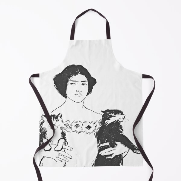 Item preview, Woman Holding Cats By Edward Penfield in Black and White designed and sold by TeachUrb.