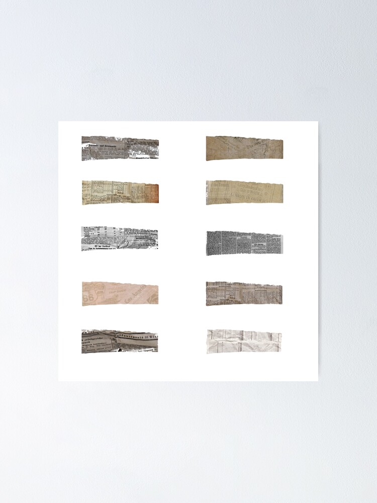 "Neutral newspaper design washi tape sticker pack" Poster for Sale by