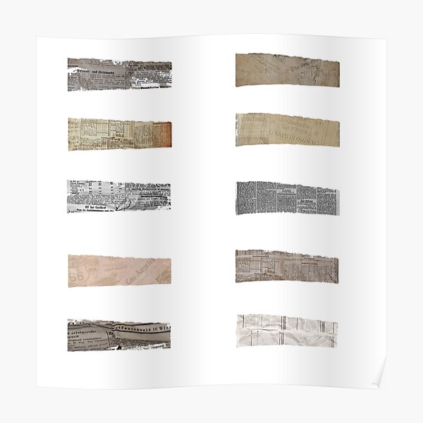 "Neutral newspaper design washi tape sticker pack" Poster for Sale by