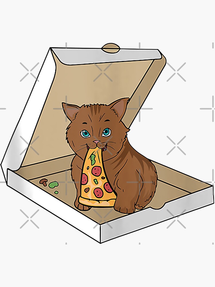 "Cat Eating Pizza Box Kitten Lover Pet Owner Tank Top" Sticker by