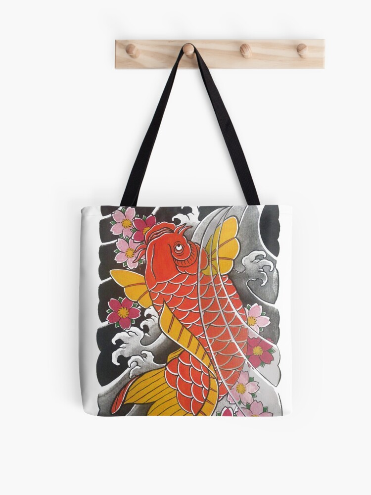 Japanese Koi Carp Nishikigoi Fish Cherry Blossom Tote Bag