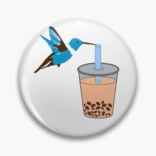 Item preview, Bubble tea drinking cute blue Humming bird designed and sold by UniqueDesignHub.