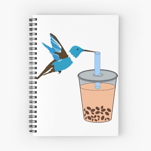 Item preview, Bubble tea drinking cute blue Humming bird designed and sold by UniqueDesignHub.