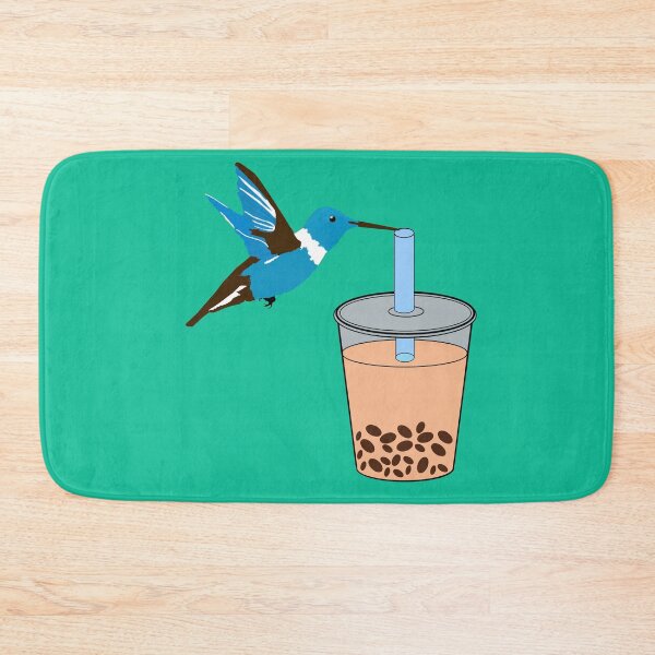 Item preview, Bubble tea drinking cute blue Humming bird designed and sold by UniqueDesignHub.