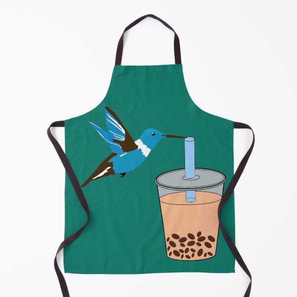 Item preview, Bubble tea drinking cute blue Humming bird designed and sold by UniqueDesignHub.