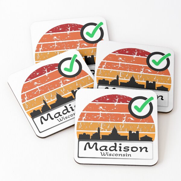 Item preview, Madison Wisconsin united states of america Skyline vintage black  designed and sold by WhereIsTravis.
