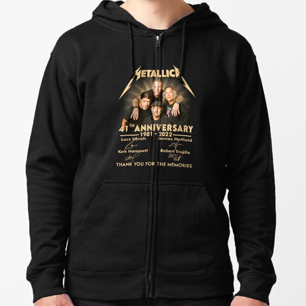 M E T A L L I C A 42th Anniversary 1980 2022 Thank You For The Memories Signatures Zipped Hoodie