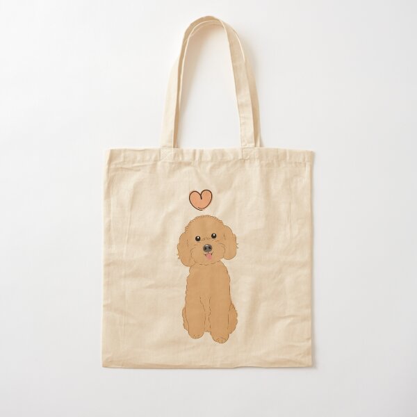 Brown Parti Poodle Tote Bag with outlet Pocket, Holiday Dog Bag, Valentine's Day Pet Portrait Gift, Dog Mom Accessories, Retro Dog Tote Bag