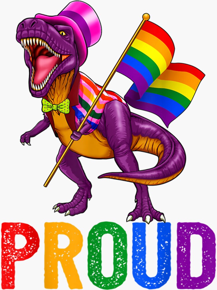 Dinosaur T Rex Lgbt Gay Pride Gift Flag Lesbian Sticker For Sale By