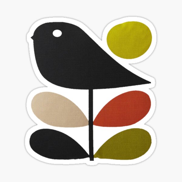 "orla kiely colorful stem,bird,orla kiely design,No.2," Sticker by sandraoils Redbubble