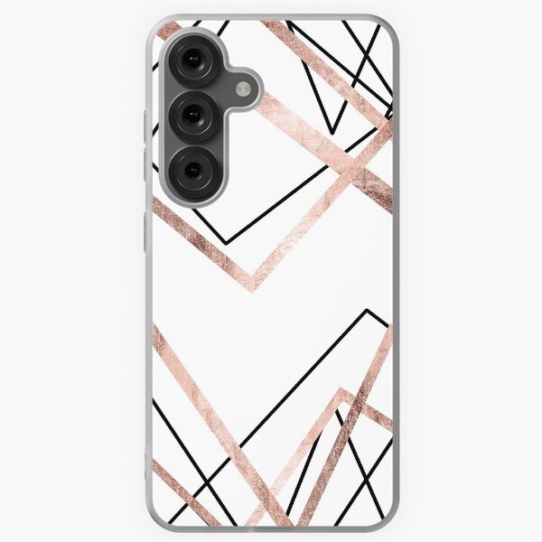 Item preview, Rose Gold White Linear Triangle Abstract Pattern designed and sold by Blkstrawberry.