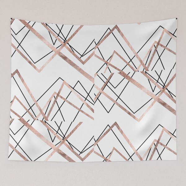 Item preview, Rose Gold White Linear Triangle Abstract Pattern designed and sold by Blkstrawberry.