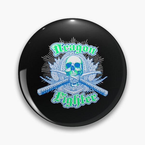 Item preview, Dragon Fighter - skull and two crossed katanas designed and sold by SoladoKinoto.