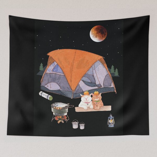 Item preview, Cats Cozying at Camp, Camp Fire Cooking designed and sold by chillaxcats.