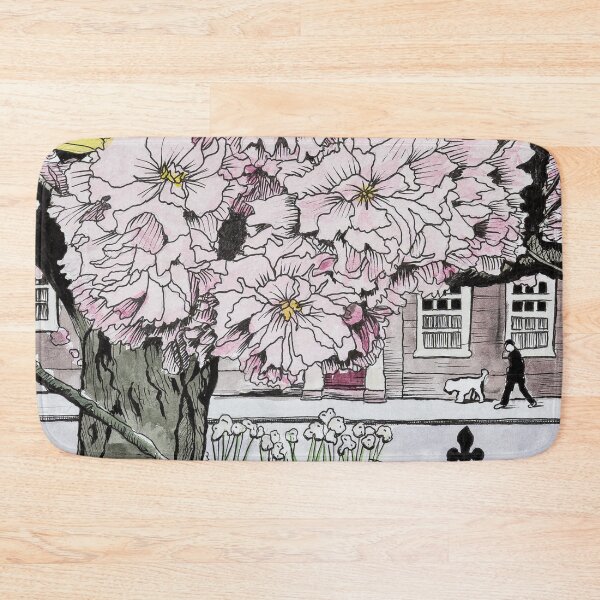 Item preview, Through the Cherry Blossom Bury St Edmunds Watercolour and ink painting. designed and sold by Tom Crittenden.