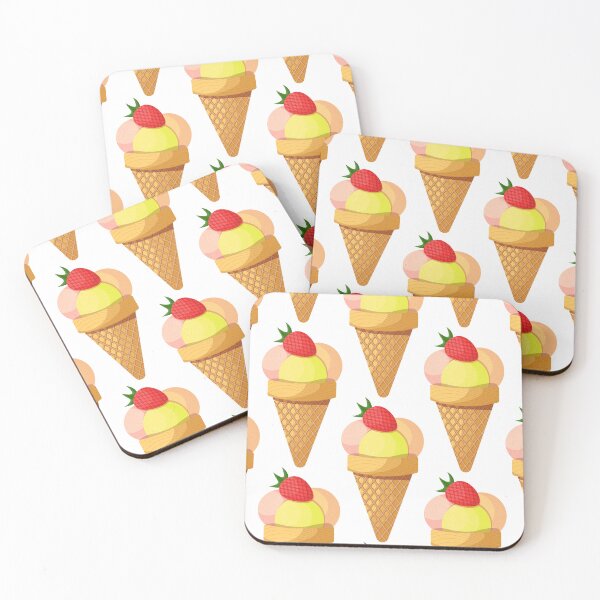 Item preview, Ice cream scoops and strawberry in waffle cone designed and sold by CutieBlue.