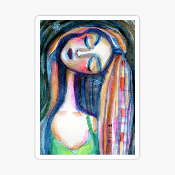 Dreamer Girl, Daydreaming Woman by Meloearth Sticker