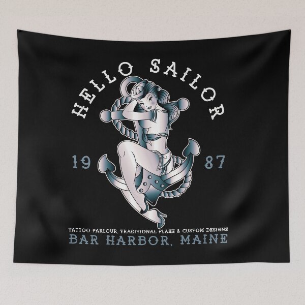 Item preview, Hello Sailor, Old School Nautical, Pinup Girl Tattoo Design, Anchor designed and sold by Proverbial Wisdom Design.